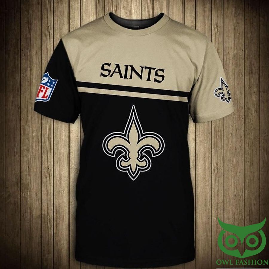 New Orleans Saints NFL Brown and Black 3D T-shirt