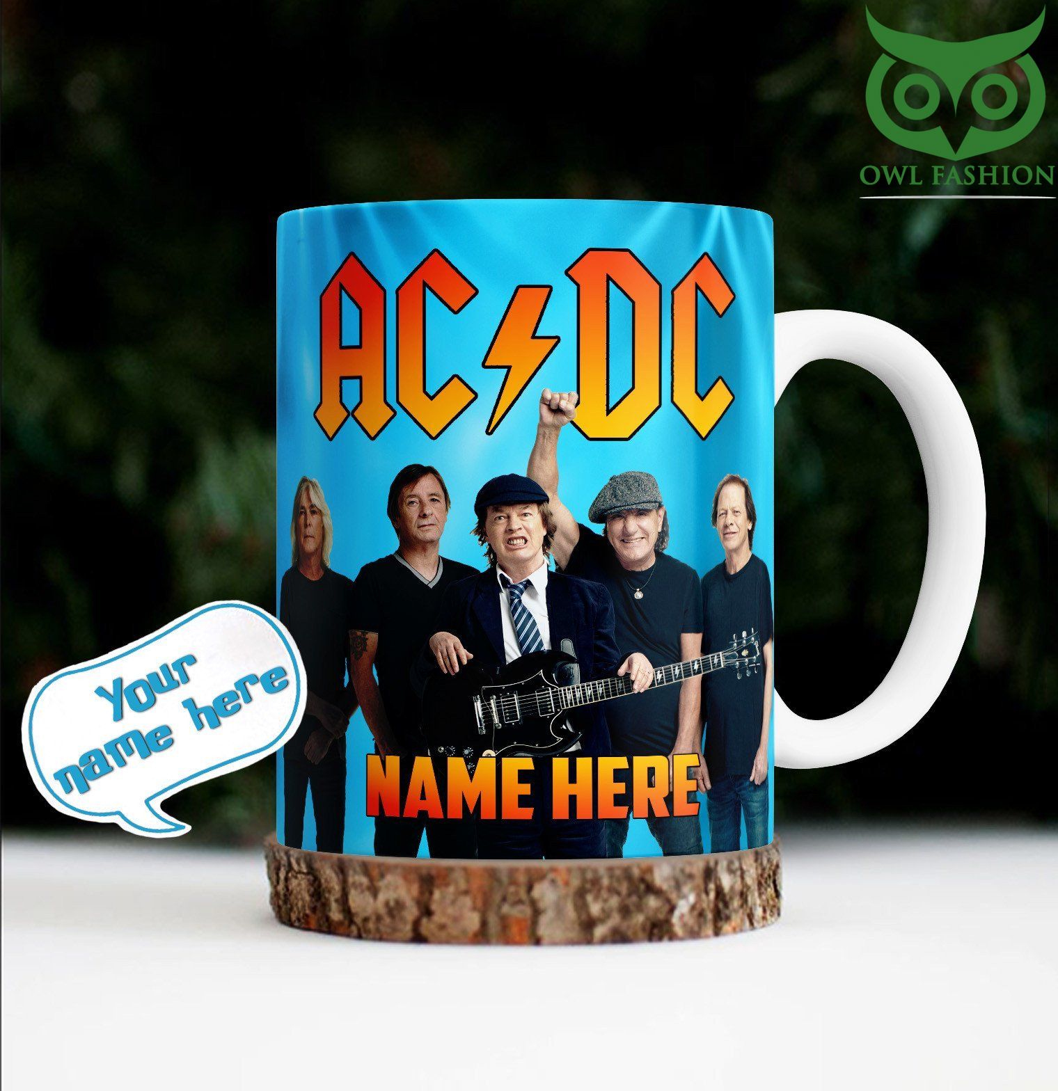 Personalized ACDC Light blue 3D printed mug