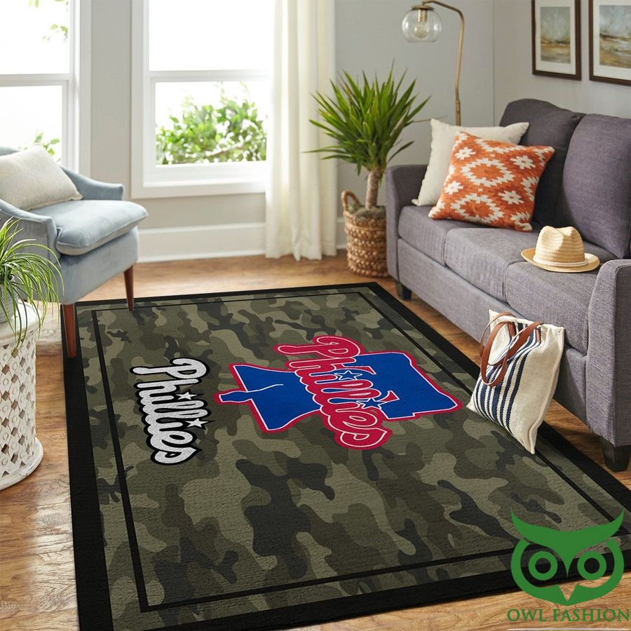 Philadelphia Phillies MLB Team Logo Camo Style Carpet Rug