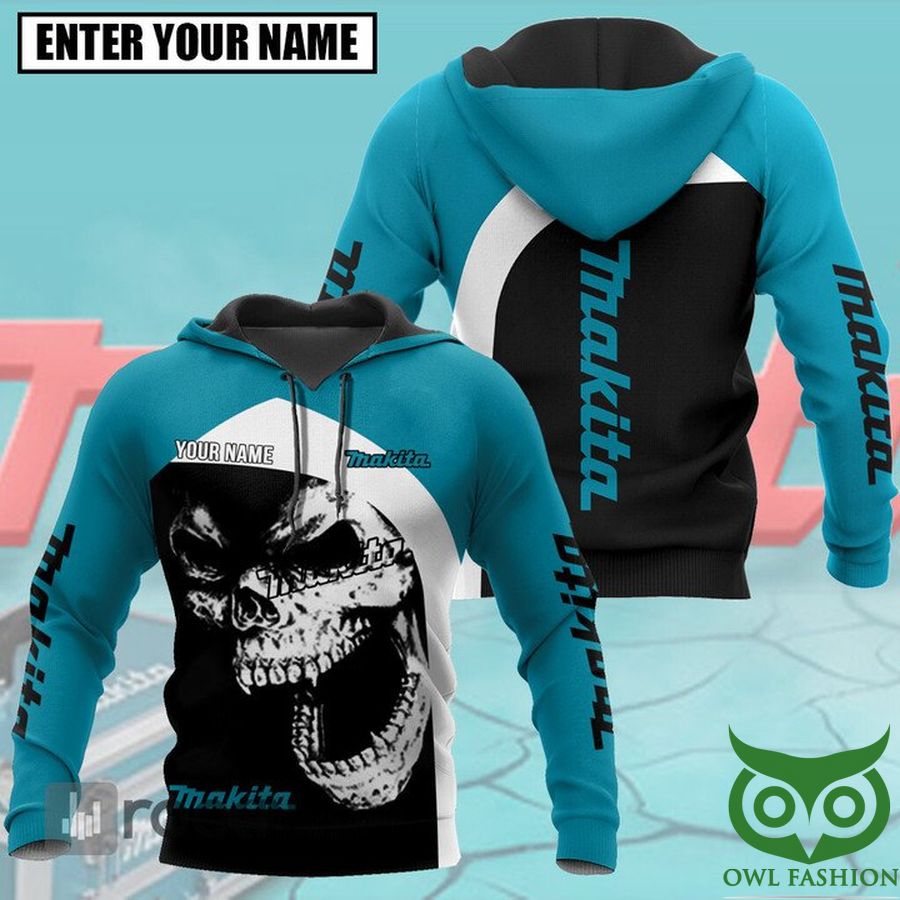 Custom Name Makita Skull Blue 3d hoodie