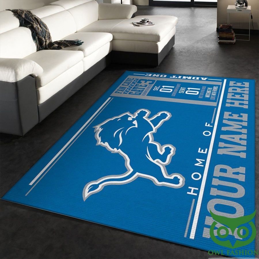 Customized Detroit Lions NFL Team Logo Wincraft Blue Carpet Rug