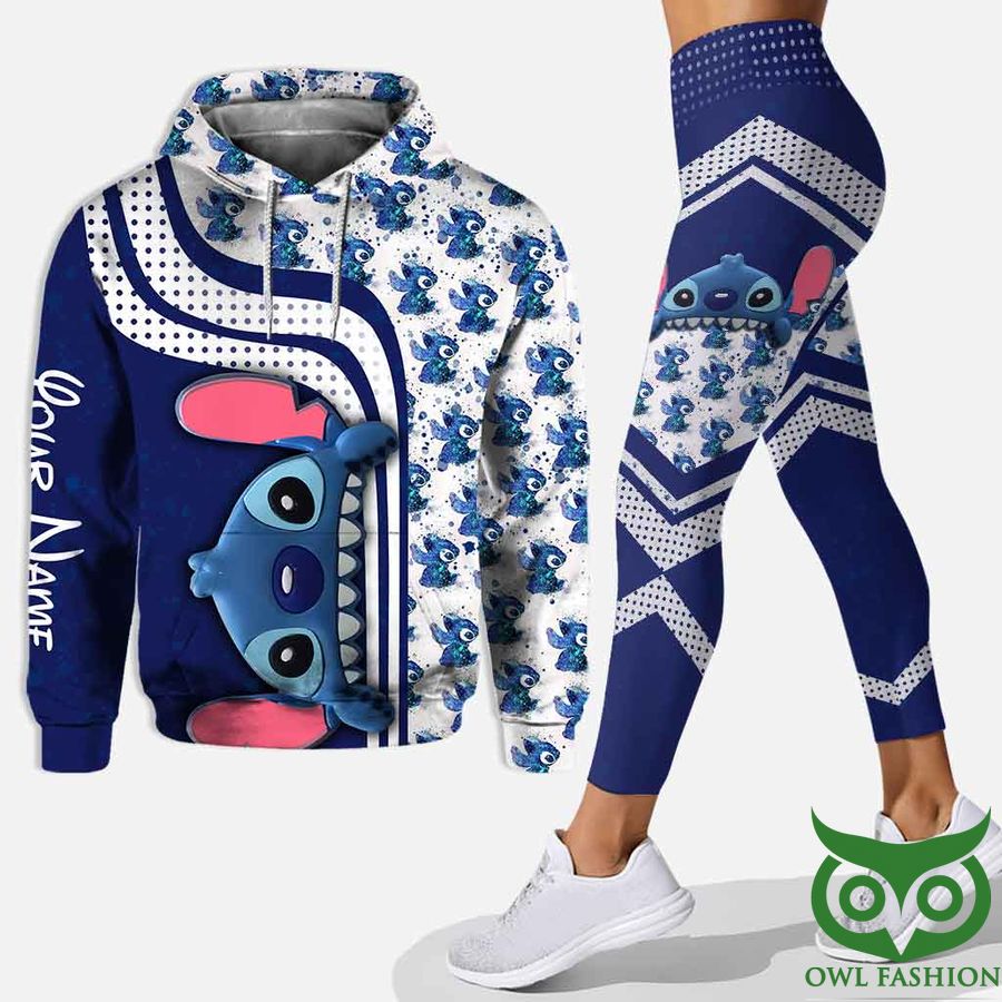 Customized Stitch Ohana Means Family Blue White Hoodie and Leggings