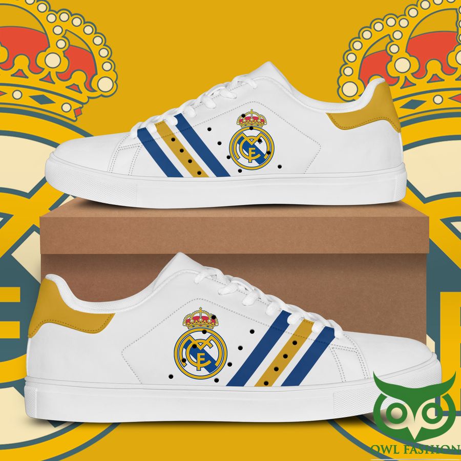 Real Madrid Team Logo Yellow and Blue Stan Smith Shoes