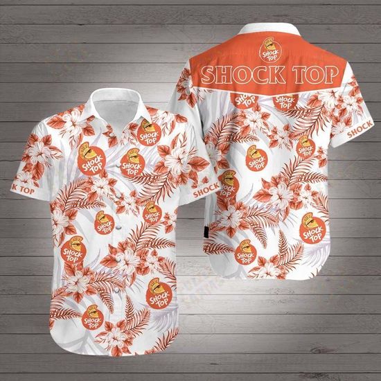 Shock Top U orange tropical floral Hawaiian Shirt 