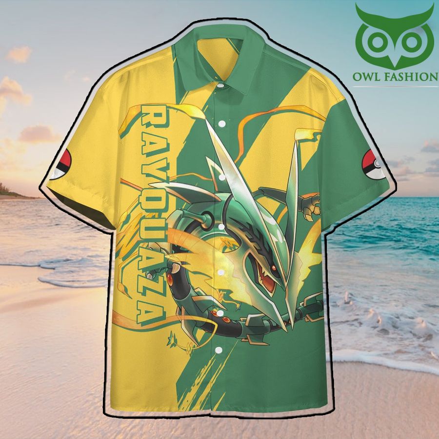 Anime Pokemon Rayquaza Hawaiian Shirt Summer Button Shirt