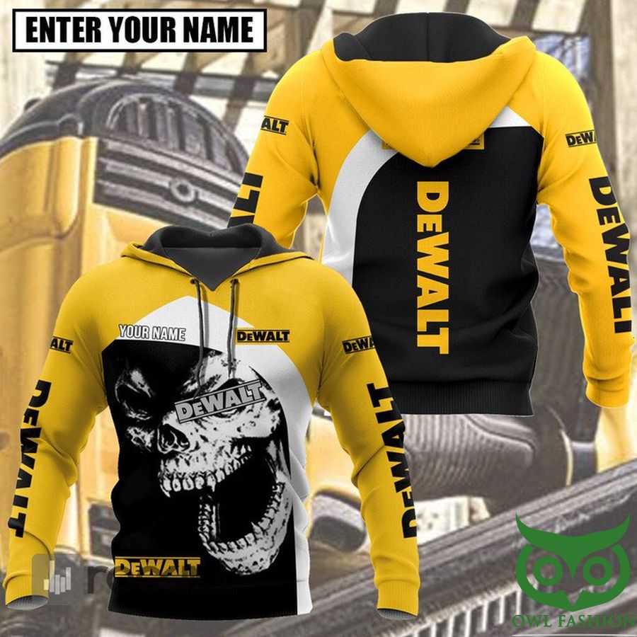 Custom Name Dewalt Skull Yellow 3d hoodie
