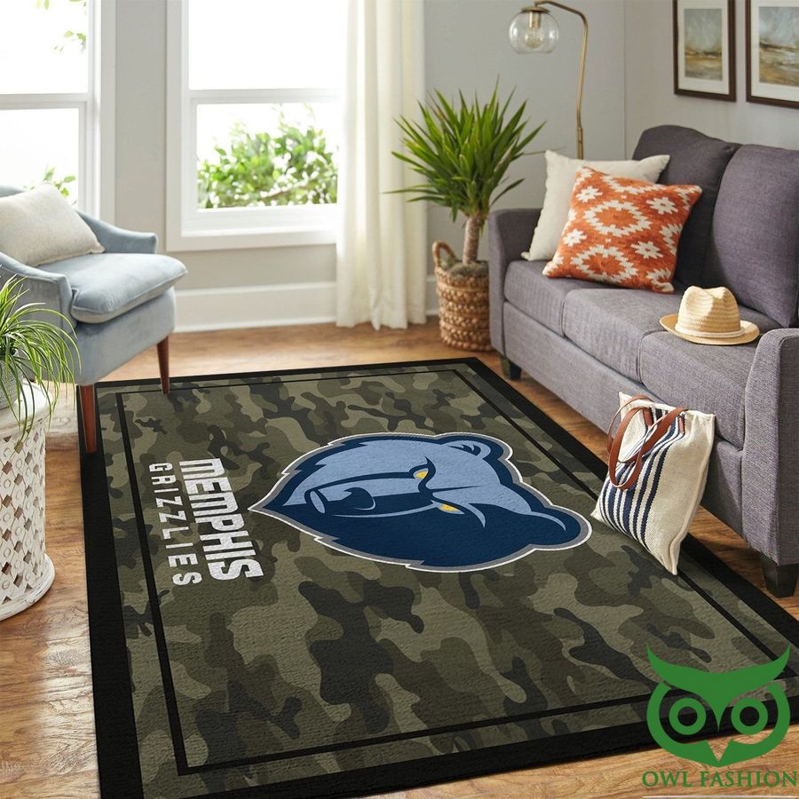 Memphis Grizzlies NBA Team Logo Camo Style Carpet Rug