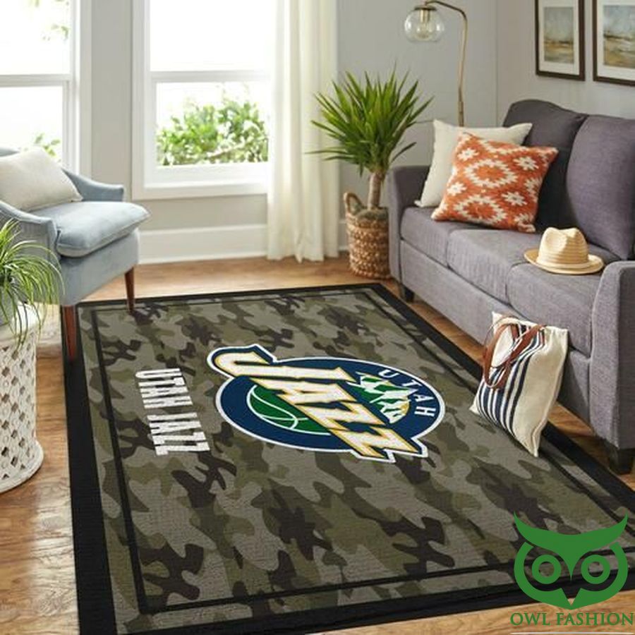 NBA Utah Jazz Team Logo Camo Camouflage Style Carpet Rug