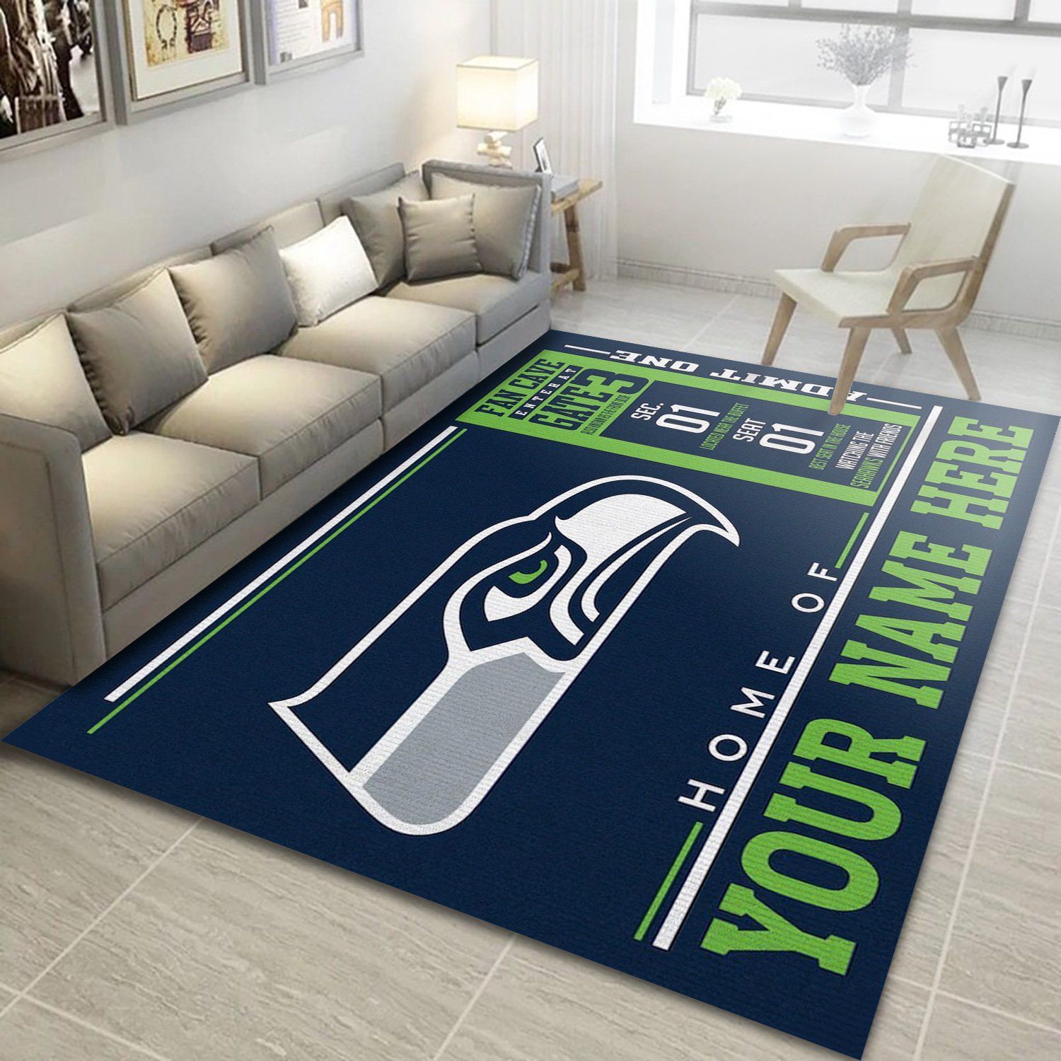 Nfl Seattle Seahawks Fan Cave Customizable Area Floor home decoration carpet rug