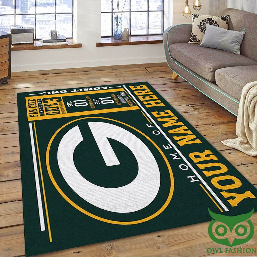 Personalized NFL Team Logo Green Bay Packers Wincraft Dark Green Carpet Rug