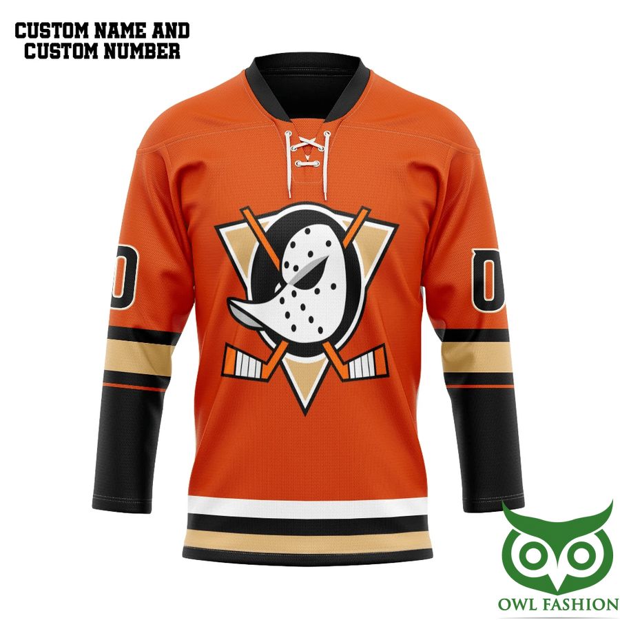 3D Orange Anaheim Ducks NHL Custom Name Number Hockey Jersey
