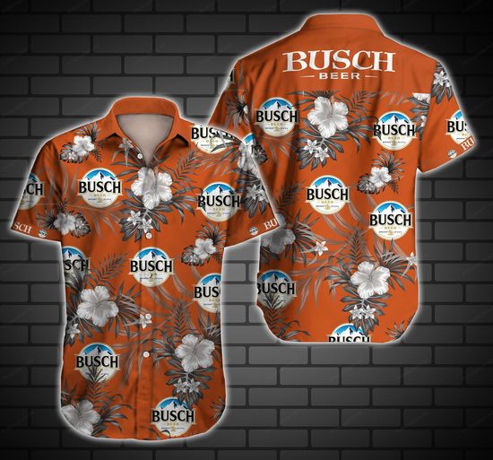 Busch beer orange floral Hawaiian Shirt 