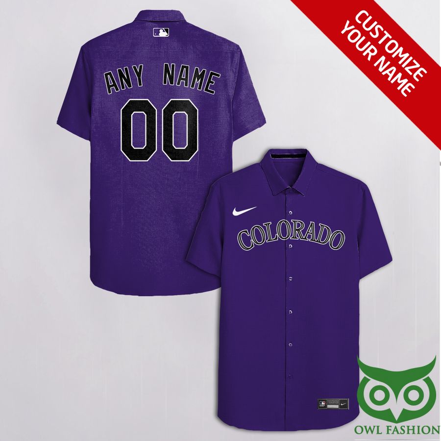 Customized Colorado Rockies Purple with Teams Logo on Sleeve Hawaiian Shirt