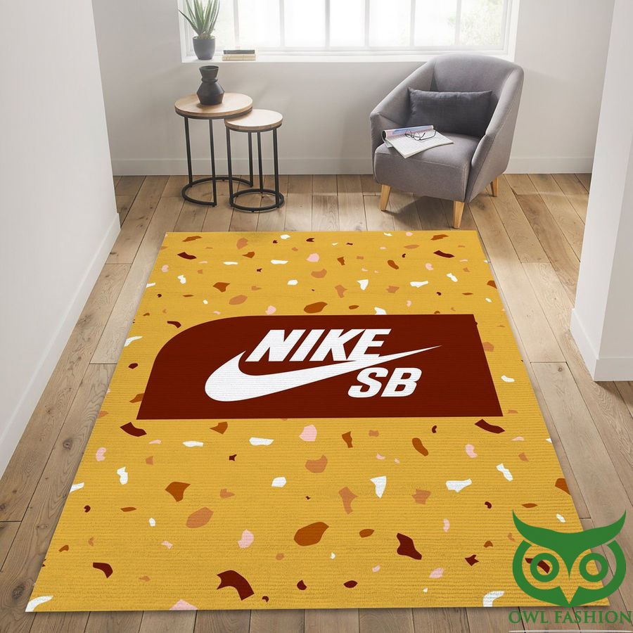 Luxury Nike Bright Yellow with Dark Brown Logo Carpet Rug