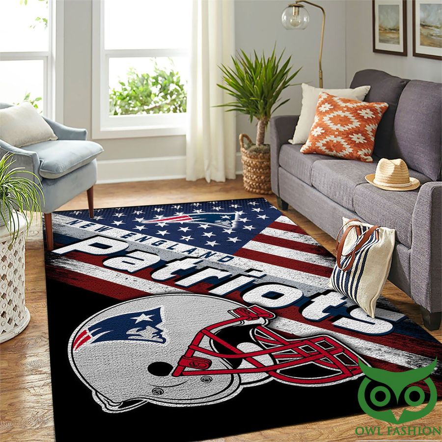NFL New England Patriots Team Logo American Style with Flag Carpet Rug