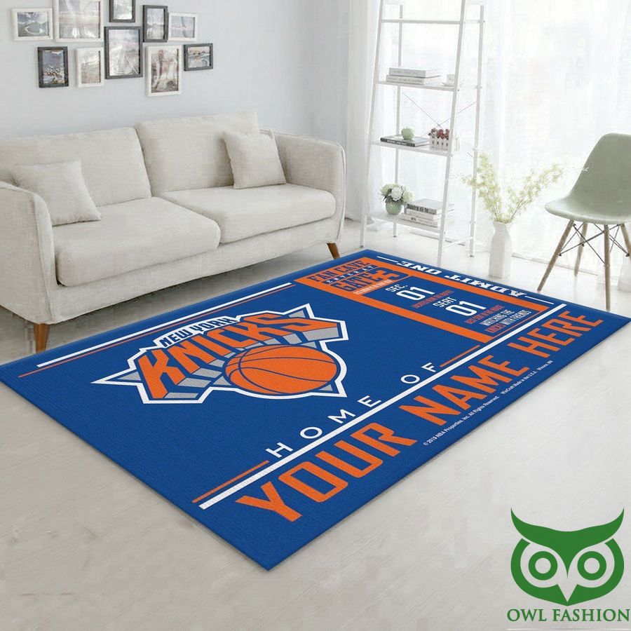 Customized NBA New York Knicks Team Logo Wincraft Blue Orange Carpet Rug