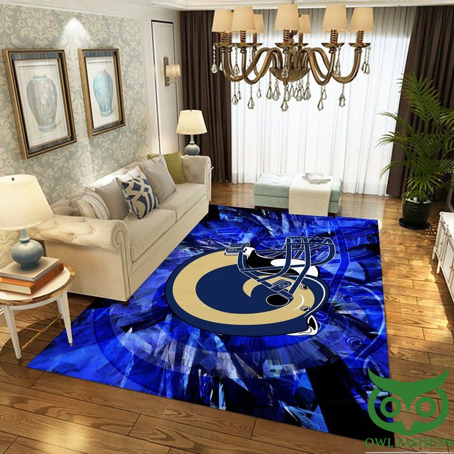 Los Angeles Rams Team Logo NFL Blue and Black Carpet Rug