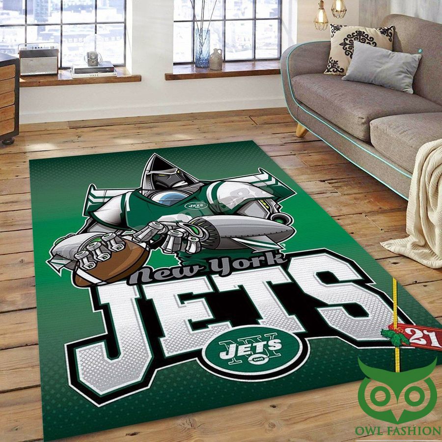 New York Jets NFL Team Logo White and Green Carpet Rug