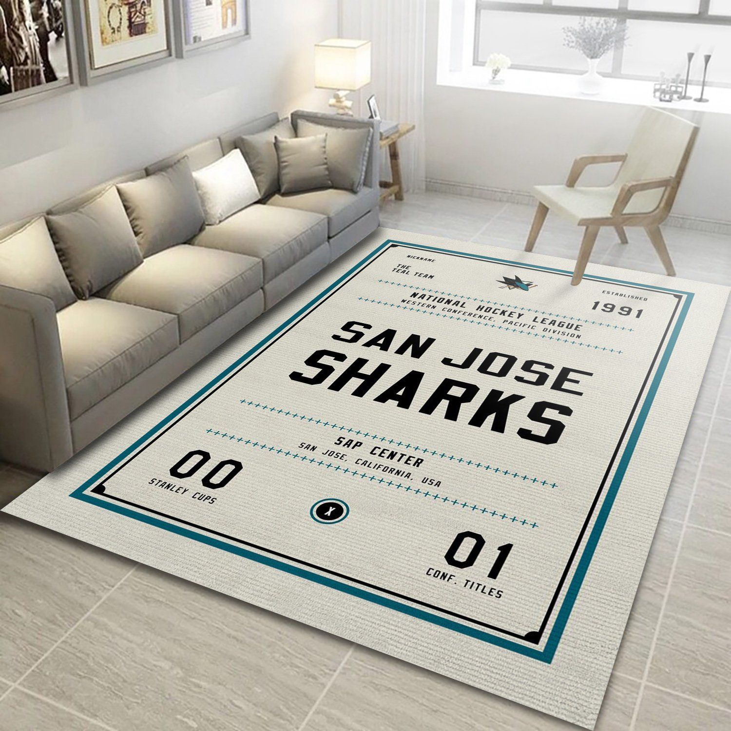San Jose Sharks NHL Area Art Floor home decoration carpet rug