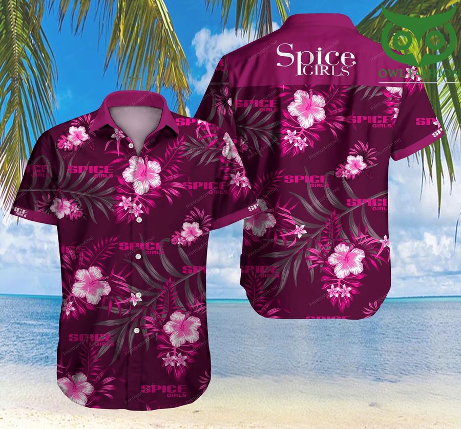 Spice Girls band violet tropical flower Hawaiian Shirt 