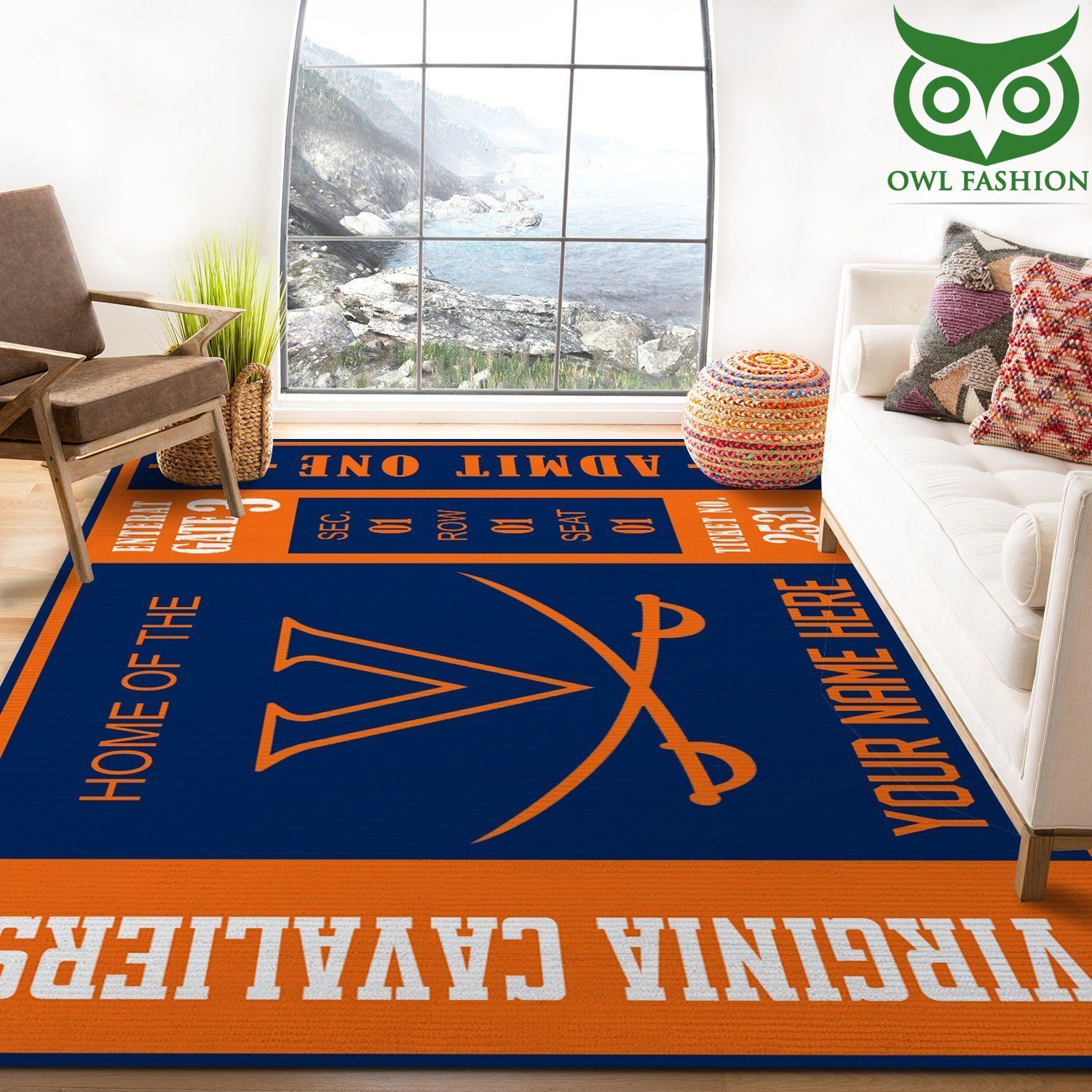 Virginia Cavaliers Ncaa Customizable carpet rug home décor