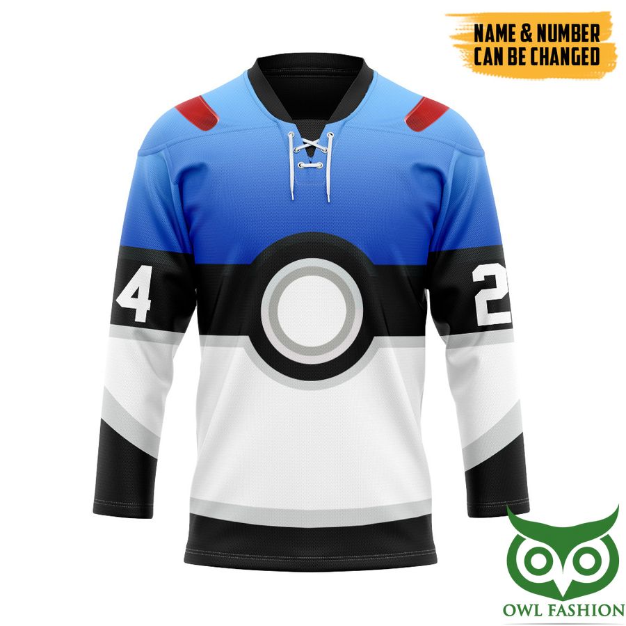 Custom Name Number 3D Pokemon Trainers Great Ball Hockey Jersey