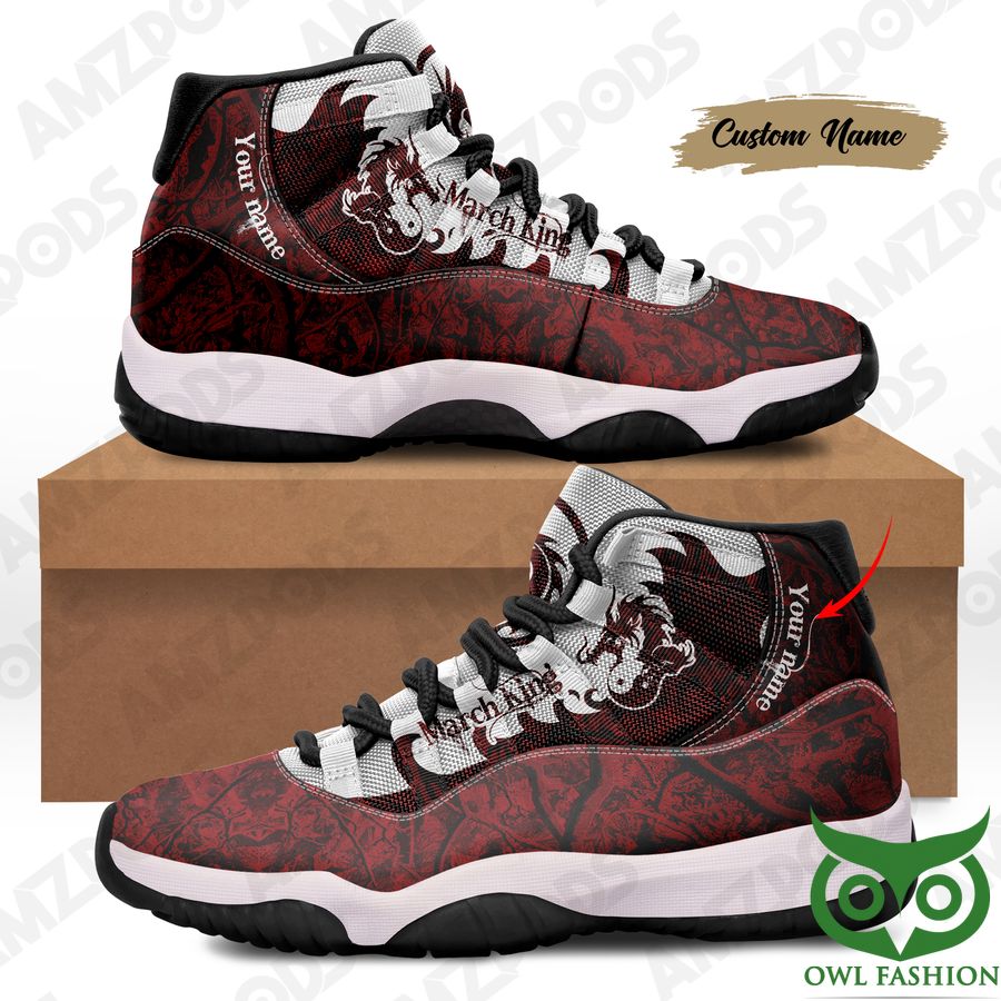 Custom Name March King Red and Black with Patterns Air Jordan 11