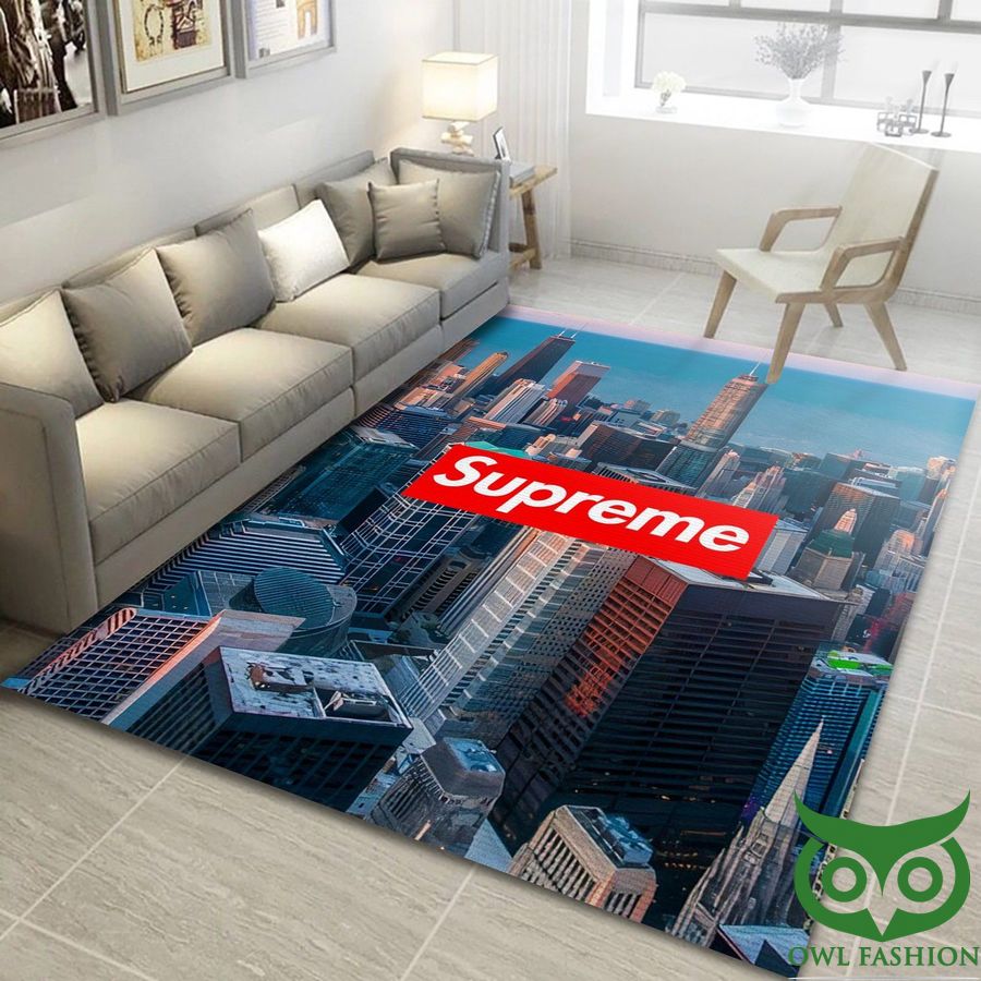 Supreme Red Logo Cityscape Gorgeous Carpet Rug