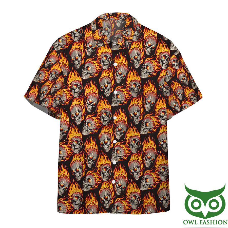 3D AOP Hot Rod Flame With Skull Custom Hawaiian Shirt