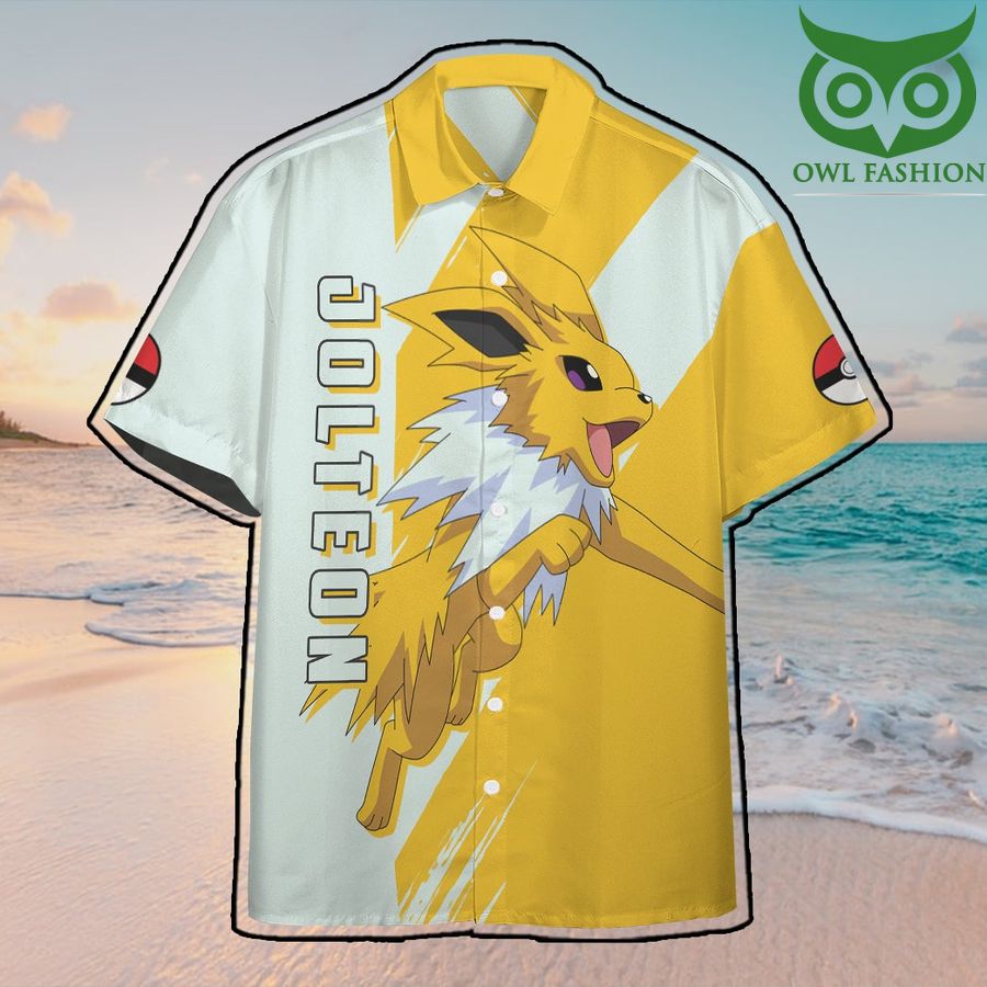 Anime Pokemon Jolteon Hawaiian Shirt Summer Button Shirt