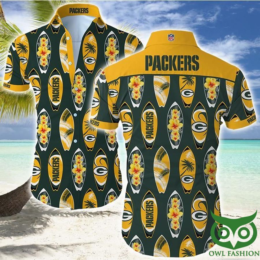 NFL Green Bay Packers Yellow and Dark Green Hawaiian Shirt