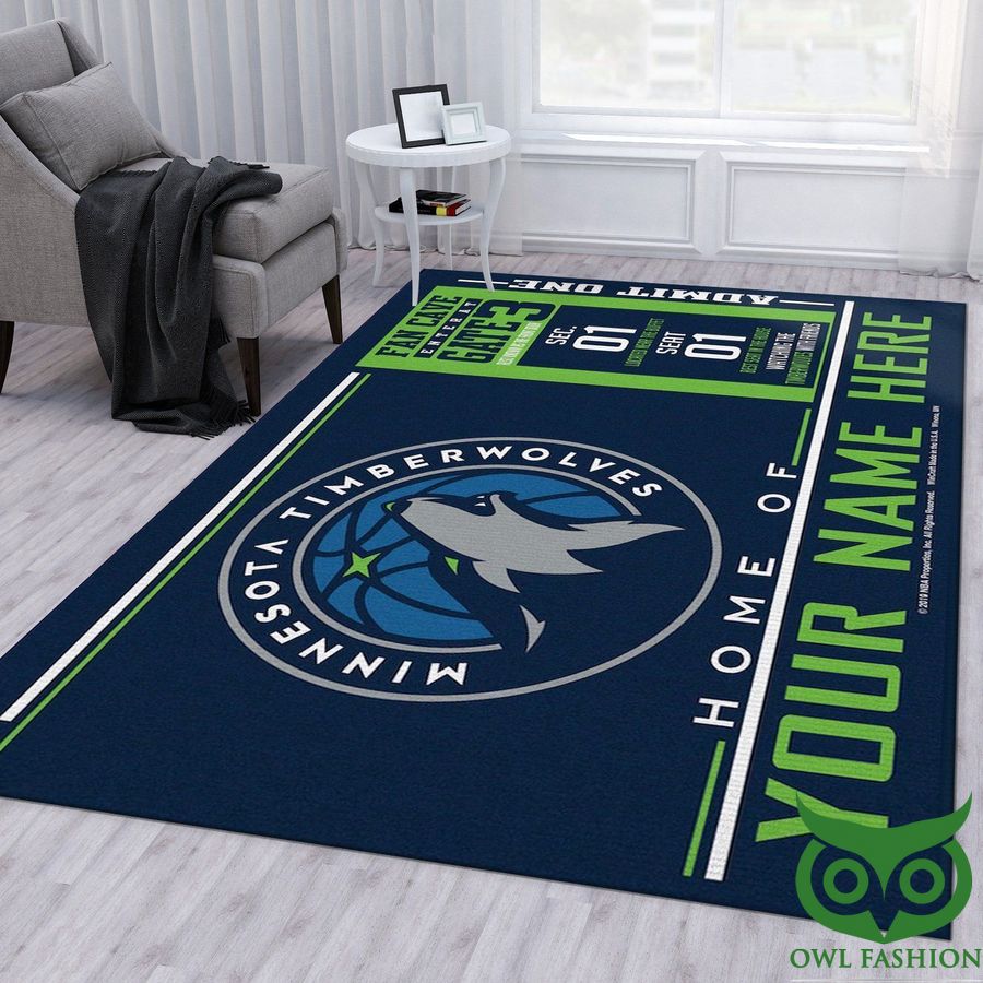 Customized Minnesota Timberwolves NBA Wincraft Team Logo Dark Blue Carpet Rug