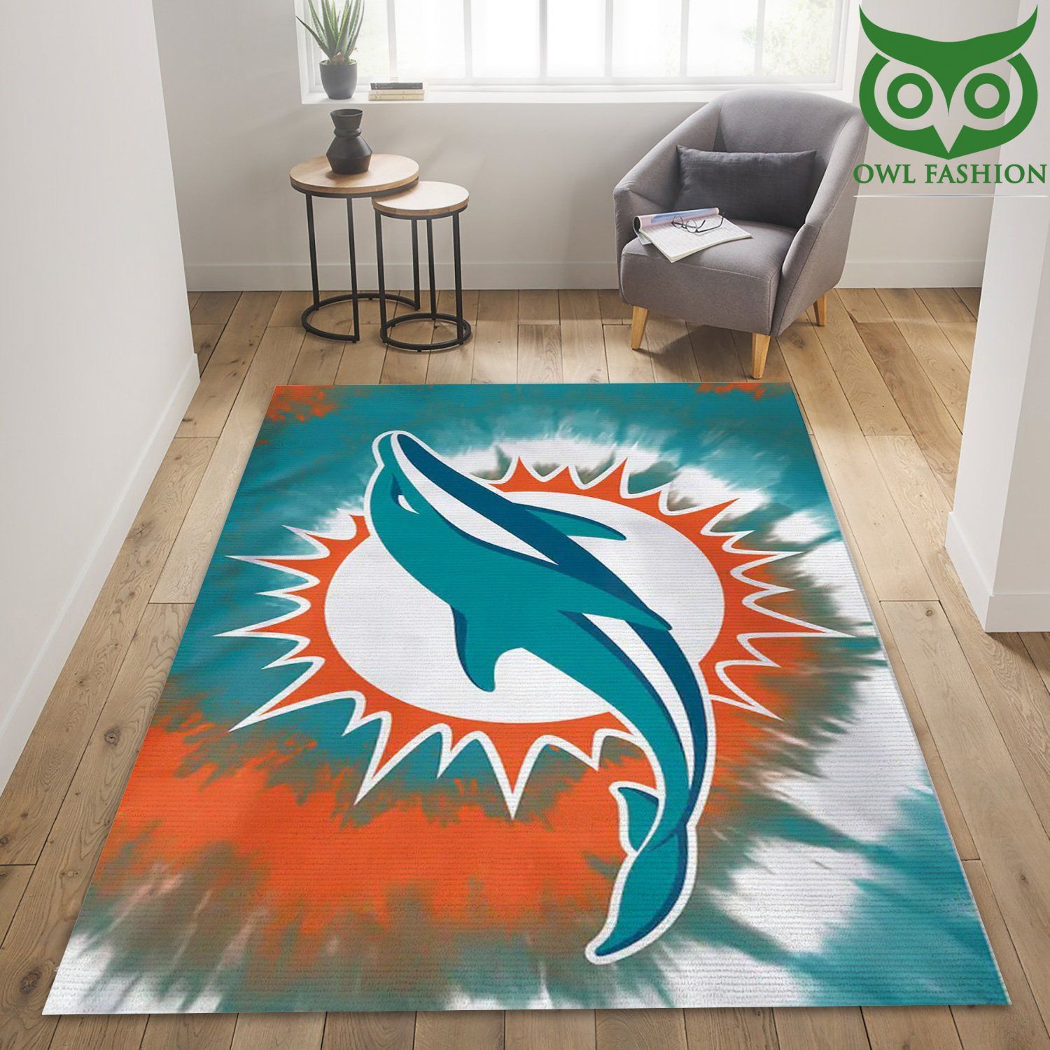 Miami Dolphin Football Nfl Area carpet rug home decor