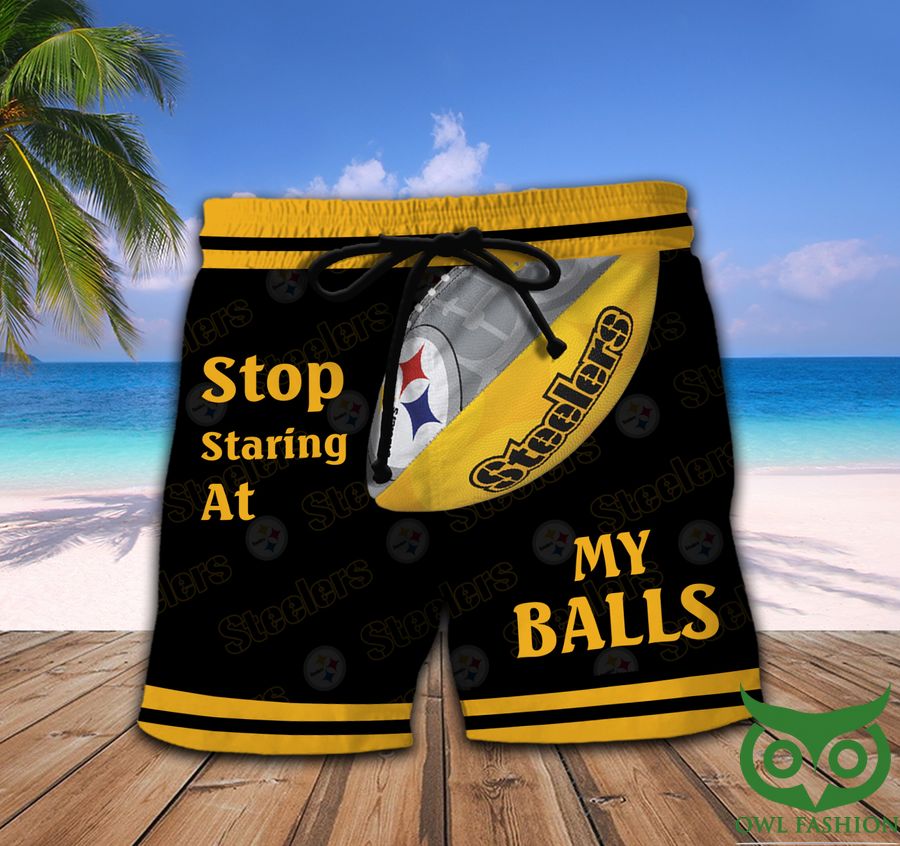 NFL Pittsburgh Steelers Stop Staring At My Balls Yellow and Black Men Short