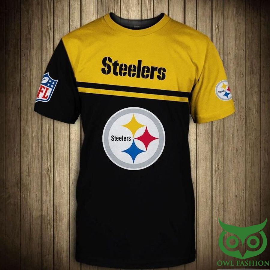 Pittsburgh Steelers NFL Bright Yellow and Black 3D T-shirt