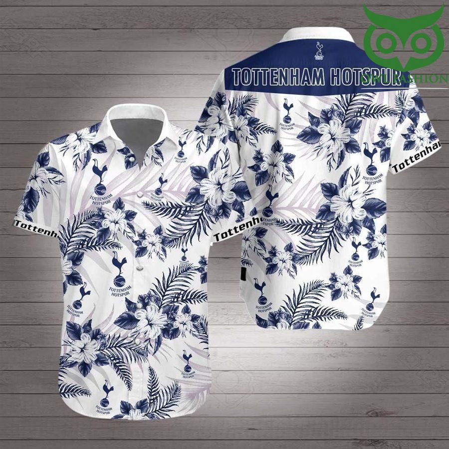Tottenham Hotspur navy tropical plants Hawaiian Shirt 