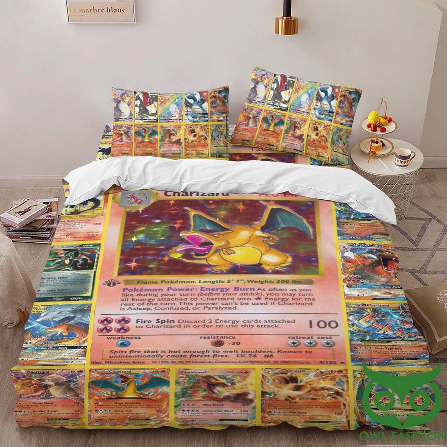 Anime Pokemon Charizard Cards Custom Bedding Set