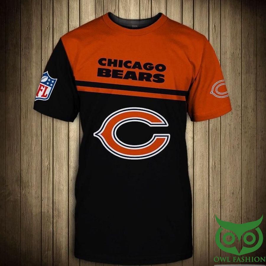 Chicago Bears NFL Dark Orange and Black 3D T-shirt