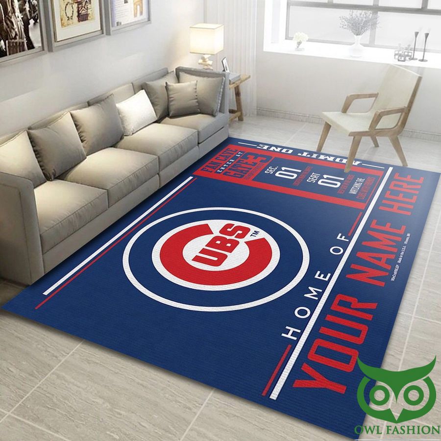 Customized MLB Chicago Cubs Team Logo Wincraft Dark Blue Carpet Rug
