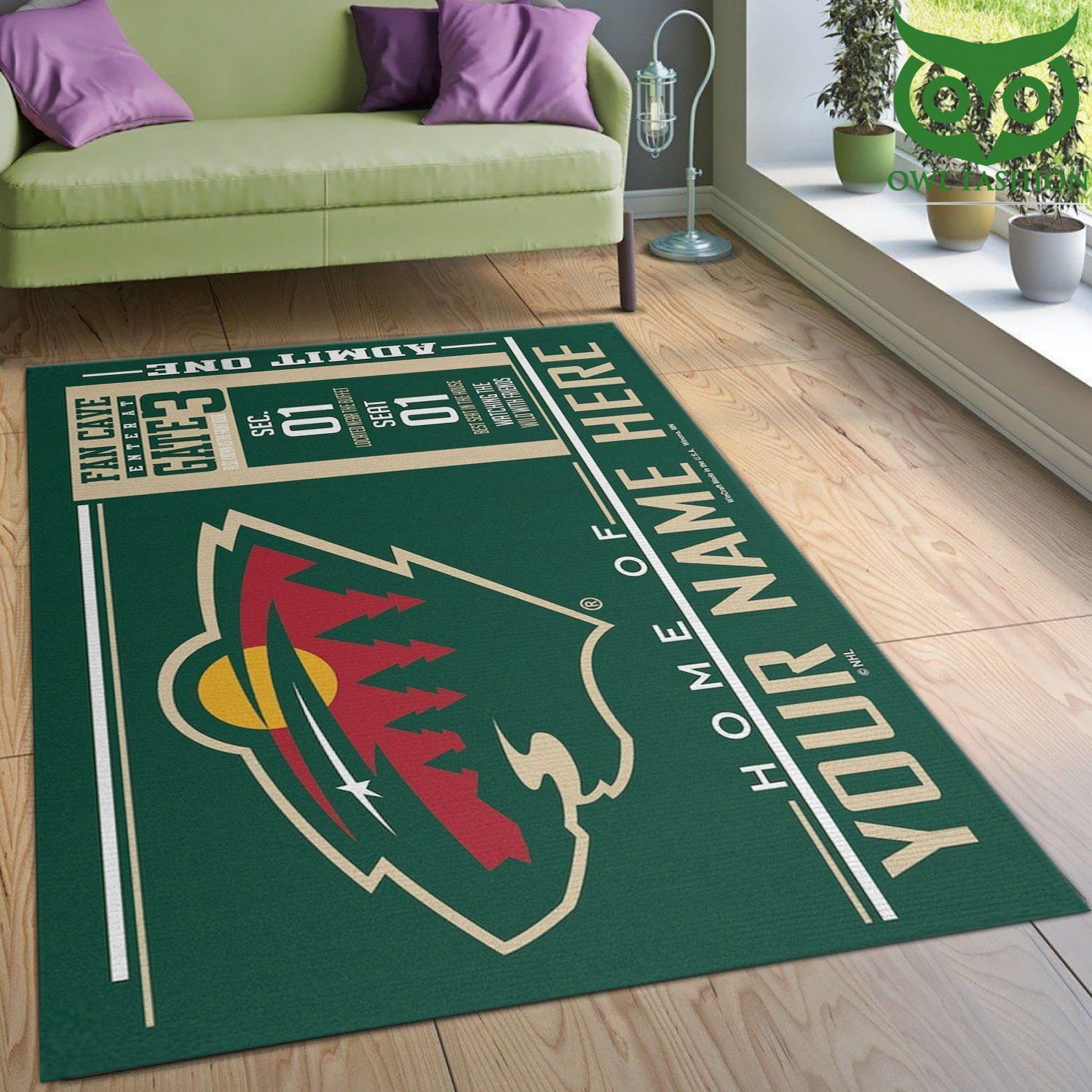 Minnesota Wild Wincraft Personalized NHL room decorate floor carpet rug 