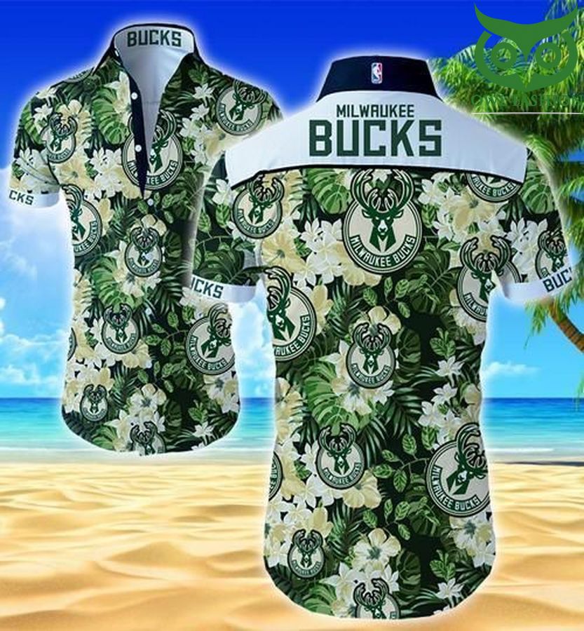 NBA basketball team Milwaukee Bucks Hawaiian shirt short sleeve summer wear