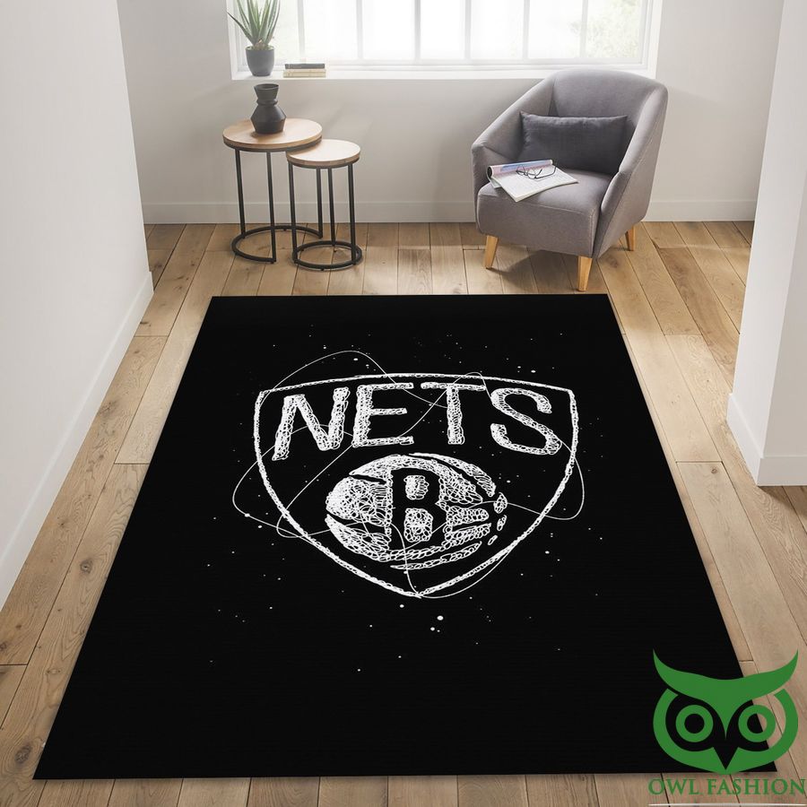 58 Logo Brooklyn Nets NBA Team Logo Black Basic Carpet Rug