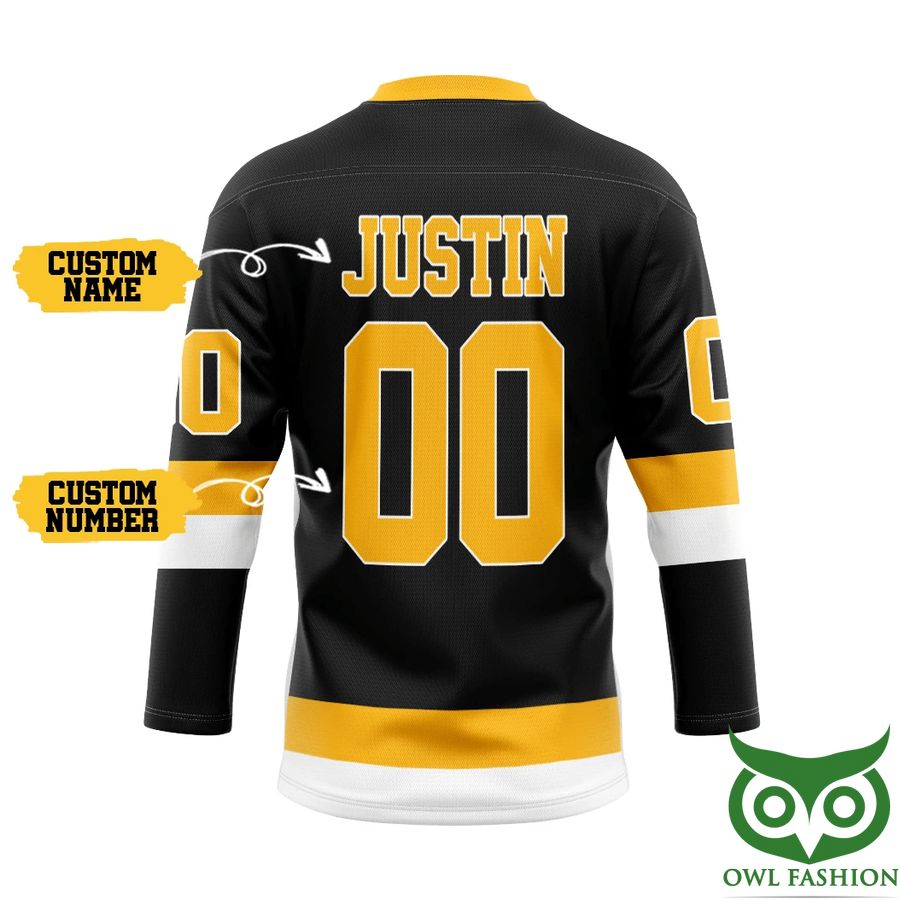 120 3D Black Boston Bruins NHL Custom Name Number Hockey Jersey