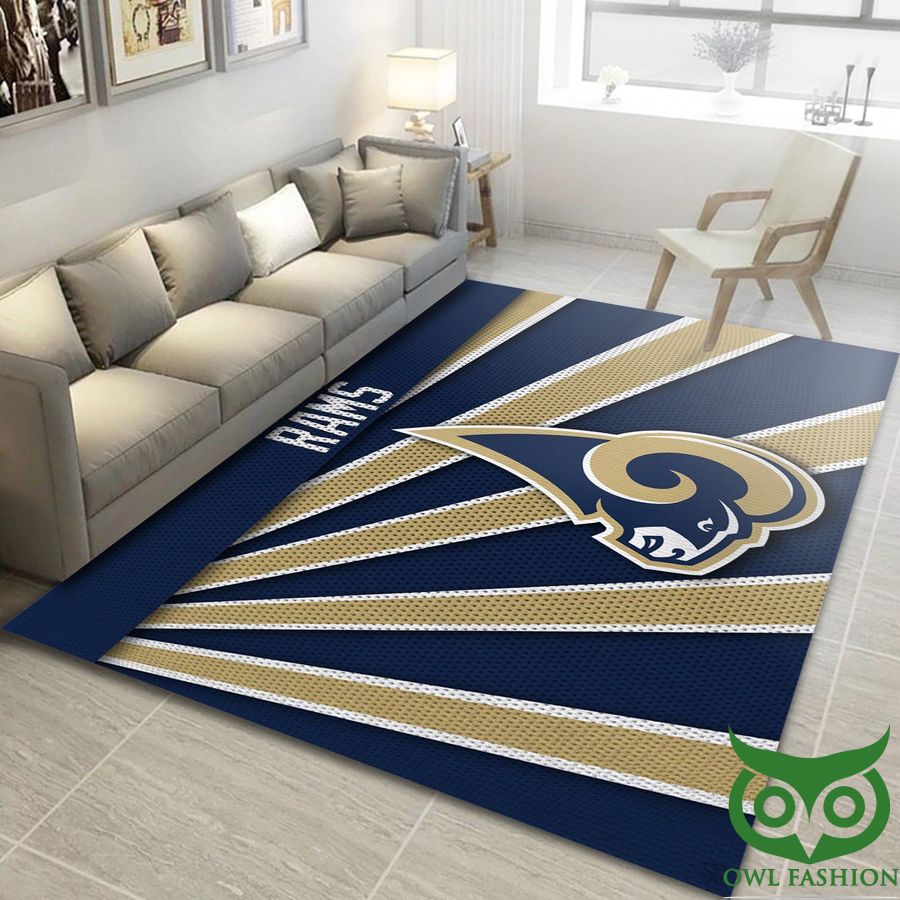La Rams NFL Team Logo Blue and Light Yellow Carpet Rug