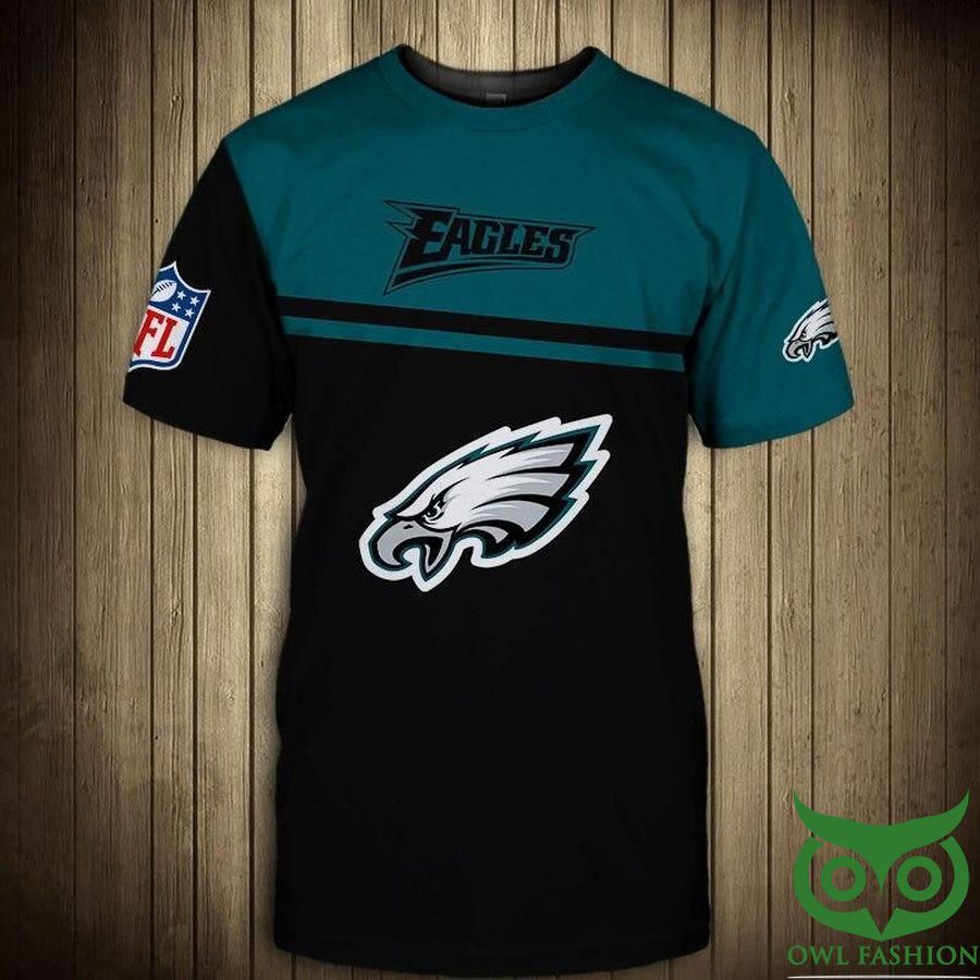 Philadelphia Eagles NFL Dark Turquoise and Black 3D T-shirt