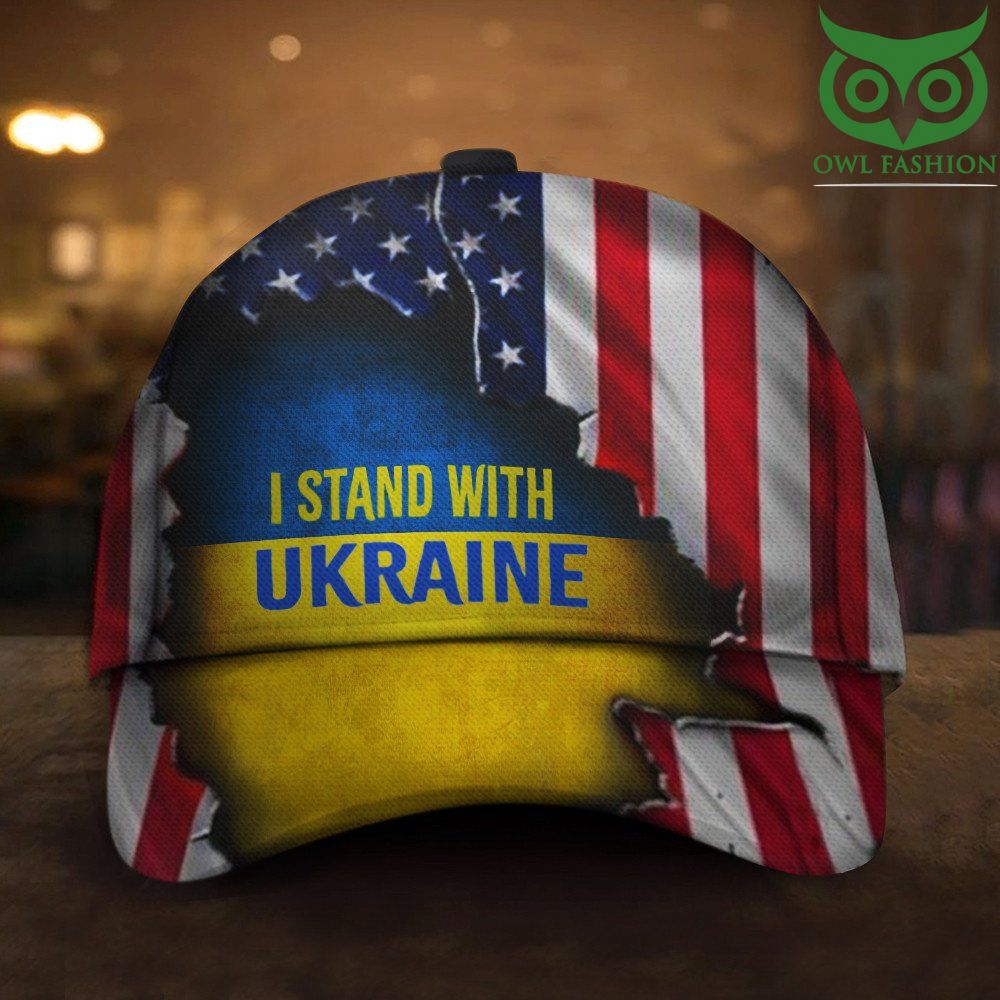 Stand With Ukraine American Flag Hat Support For Ukraine Hat Merch For Men