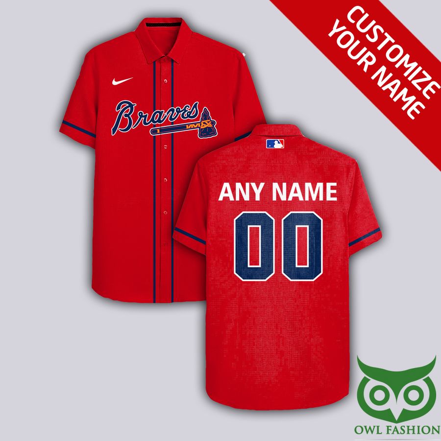 Custom Name Number Atlanta Braves Red Hawaiian Shirt