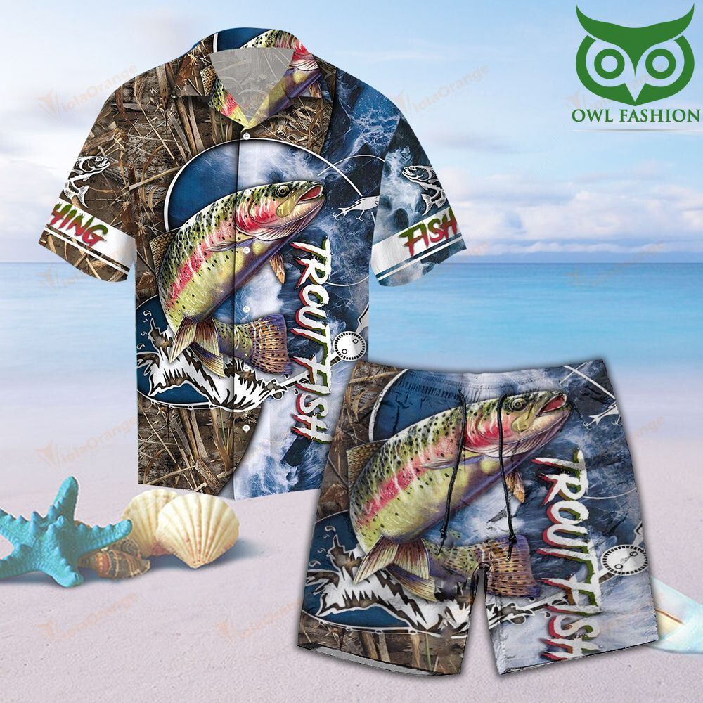 Trout Fishing Unisex Hawaii Shirt Beach Short