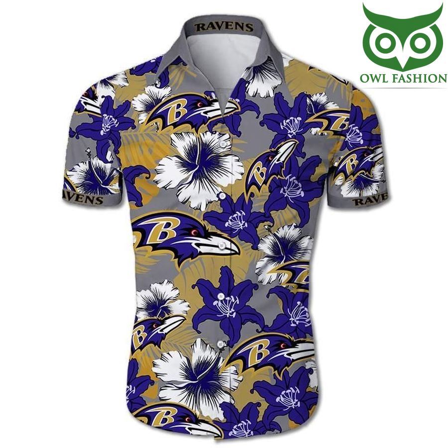 Baltimore Ravens Tropical Flower Short Sleeve Hawaiian Shirt 