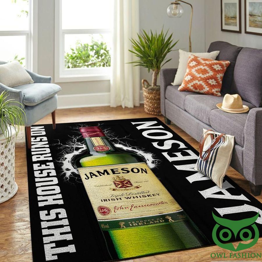 Jameson This House Runs On Whiskey Black Color Carpet Rug